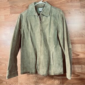 CHICO’S Vintage Size 2 Leather Zip Front Jacket w/Pockets & Lined